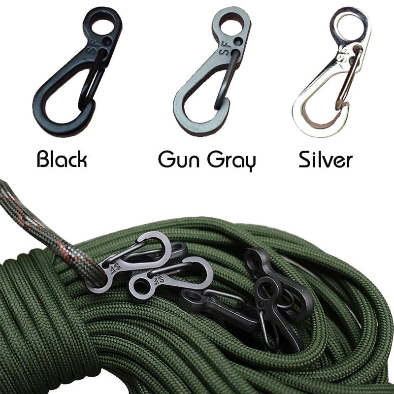 10pcs/batch Mini Carabiner EDC Survival Climbing Gear Camping Paracord Tactical Gear Hook SF Spring Backpack Buckle Key Chain