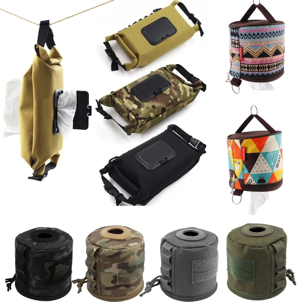 Roll Paper Storage Bag Outdoor Tactical Military Molle Style Tissue Case Toilet Roll Paper Storage Holder for Camping Hiking